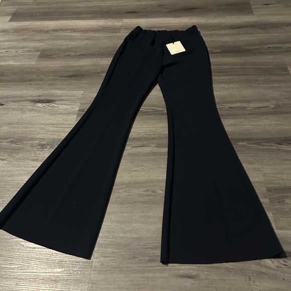 Elegant dark blue Flared Women's Pants - Picture 3 of 6